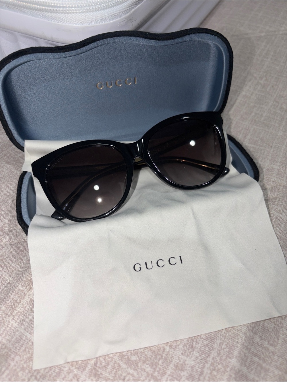 Gucci Women's Black Cat-Eye Sunglasses with Gradient Lenses